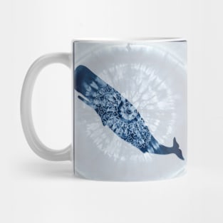 Whale Mandala tie dye indigo blue Mug